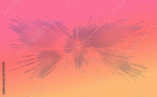 Dotted world map. Futuristic stylewith pink background.