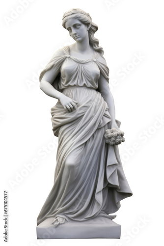 Marble antique statue of Roman-Greek woman isolated on white