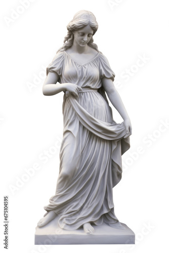 Marble antique statue of Roman-Greek woman isolated on white