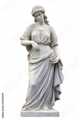 Marble antique statue of Roman-Greek woman isolated on white