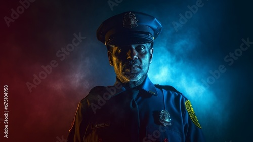 policeman at night.