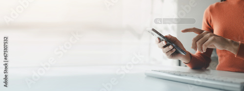 Concept of searching for information on the internet, searching for information through a browser, search box on a service provider's website, search engine, website marketing, seo marketing.