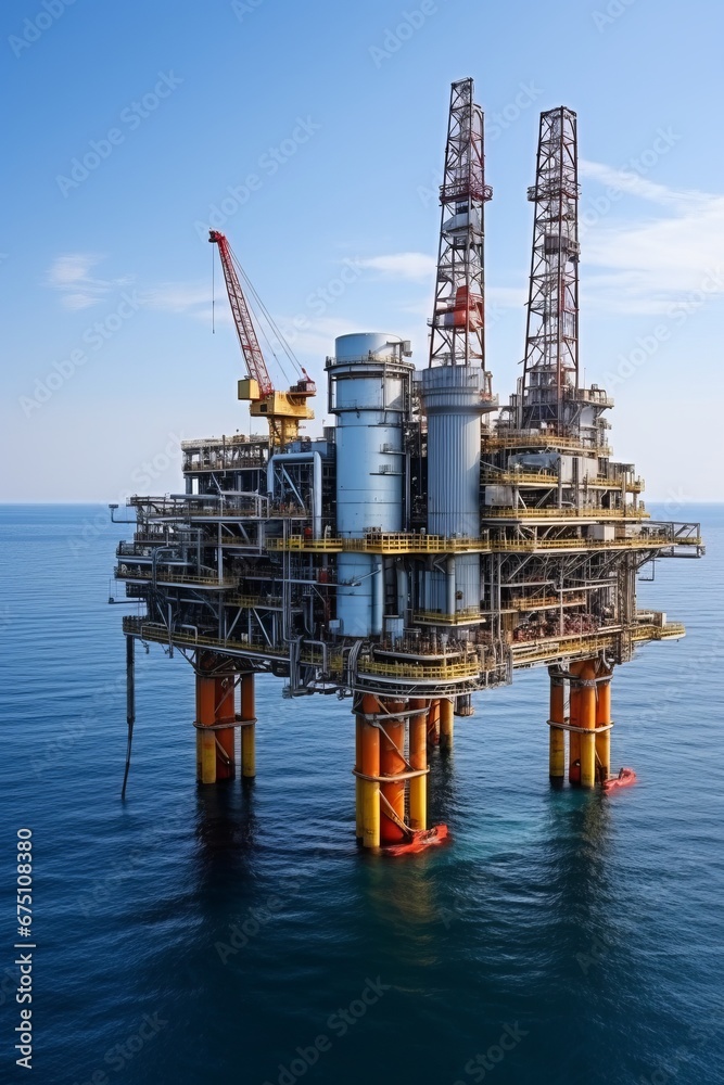 An offshore oil platform extracting oil from the sea