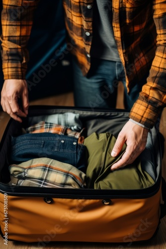 An individual packing their suitcase