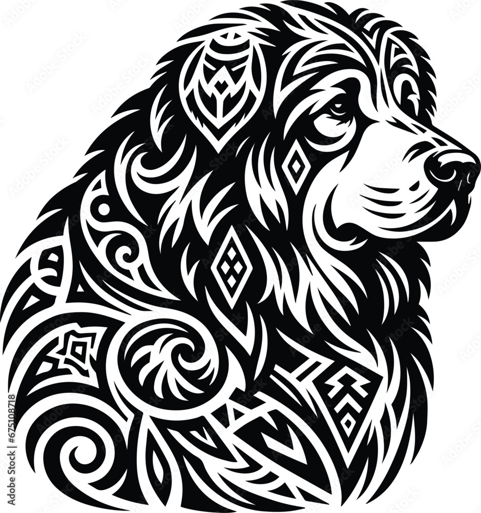 Caucasian Shepherd Dog Depiction Vector Logo Art