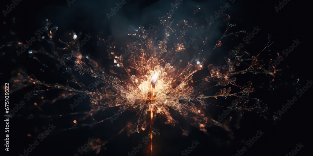 custom made wallpaper toronto digitalClose-up film photo capturing the mesmerizing glow of a sparkler against a deep black background, showcasing its vibrant light and intricate details