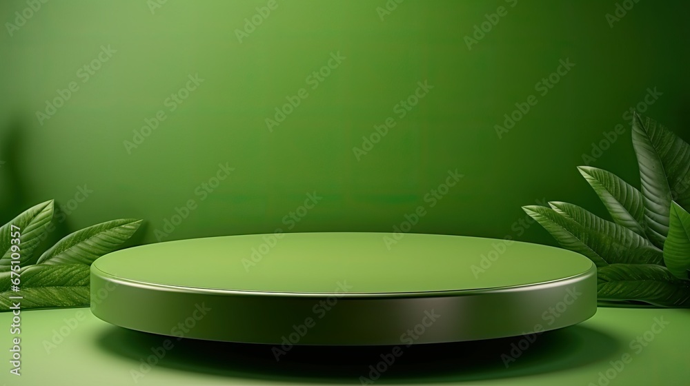 Green podium background platform for product presentation