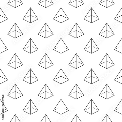 Geometry Education vector outline seamless pattern with Pyramid symbol