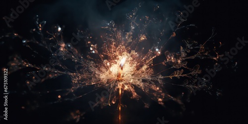 Wallpaper Mural Close-up film photo capturing the mesmerizing glow of a sparkler against a deep black background, showcasing its vibrant light and intricate details Torontodigital.ca