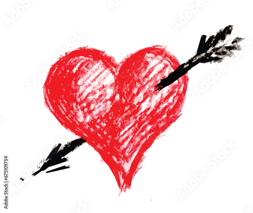 The heart with arrow symbol, drawn in pastel.