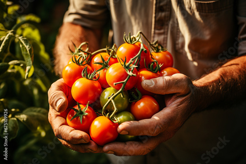 Harvest of sun-ripened tomatoes. AI generativ.