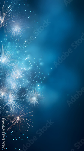 Happy New Year Celebration Sparkles Banner  space for text Fireworks colorful explosions   festive background   New Years Eve or Independence Day 