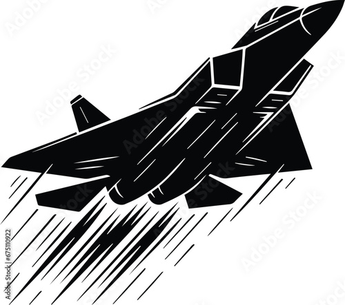 Stealth Fighter Jet Taking Off Vector Logo Art photo