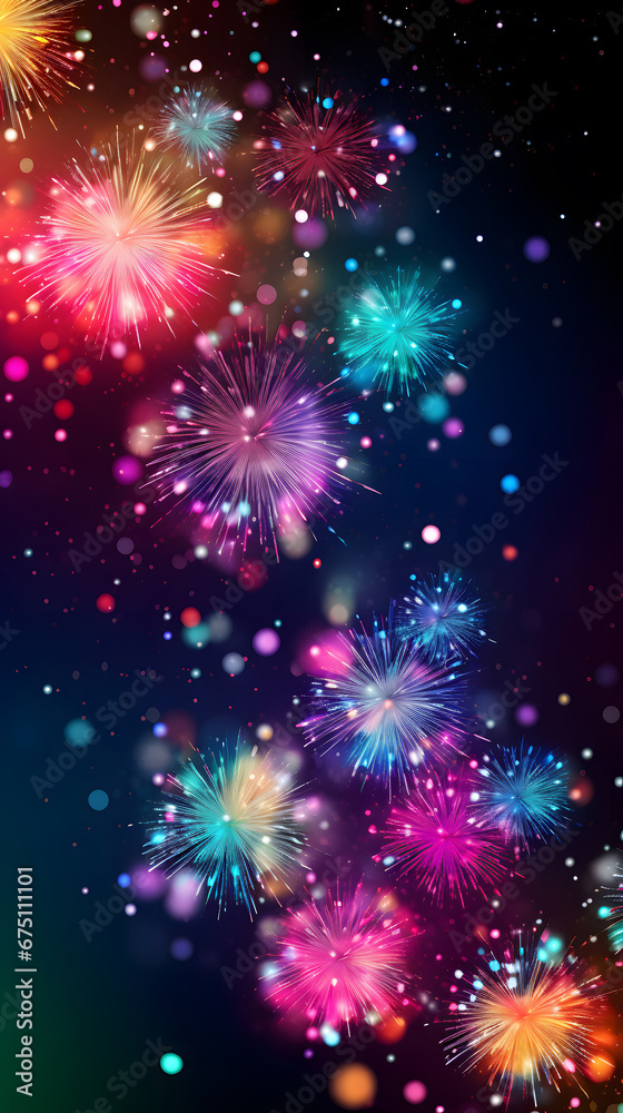 Happy New Year Celebration Sparkles Banner, space for text,Fireworks colorful explosions , festive background , New Years Eve or Independence Day Happy New Year Celebration Sparkles Banner, space for text,Fireworks colorful explosions , festive background , New Years Eve or Independence Day