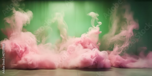 Beautiful abstract modern green backdrop ,while trailing pink smoke adds a touch of elegance and creativity