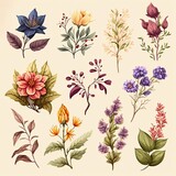 AI generated illustration of a beautiful floral background with a variety of flowering plants