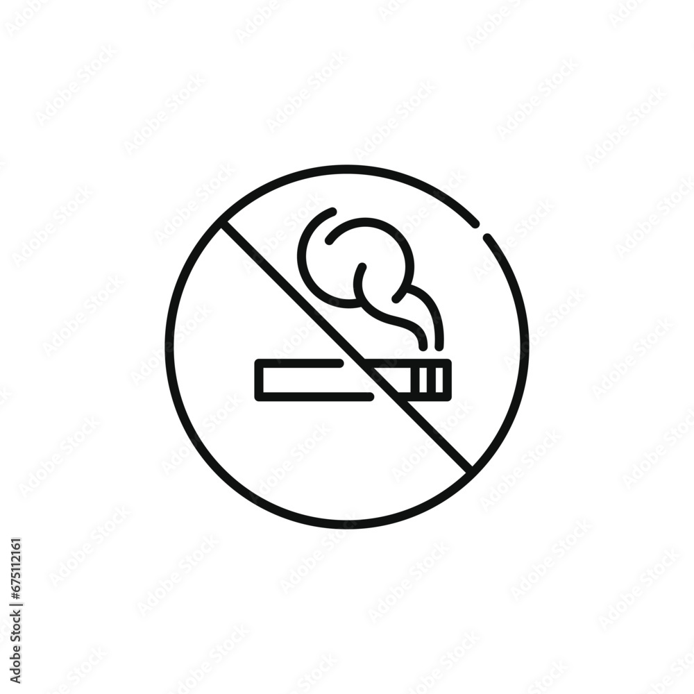No smoking line icon sign symbol isolated on white background No smoking line icon sign symbol isolated on white background
