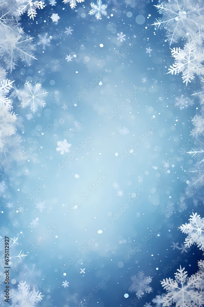 Winter blurred background with white and blue colors. Chrismas background, good for advertising or banners.