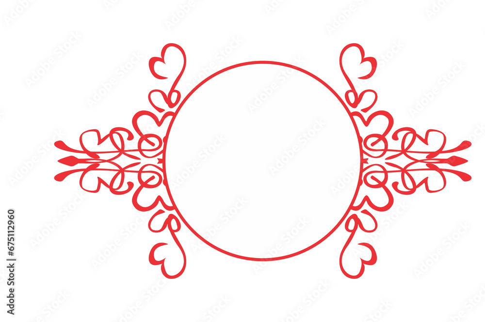 Love Line Art Ornament Border With Design With Transparent Background