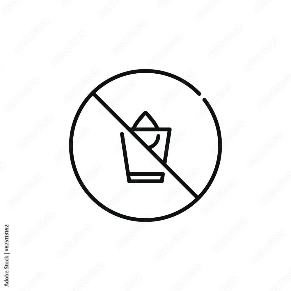 Do not drink water line icon sign symbol isolated on white background Do not drink water line icon sign symbol isolated on white background