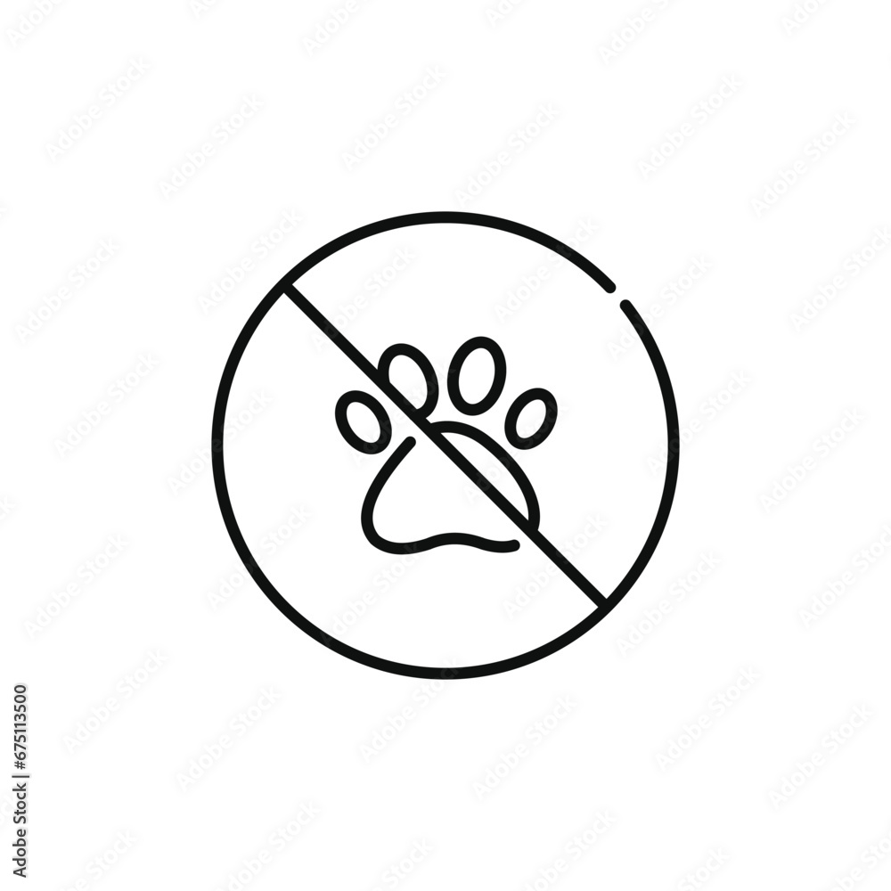 No animal line icon sign symbol isolated on white background. No pets allowed line icon No animal line icon sign symbol isolated on white background. No pets allowed line icon
