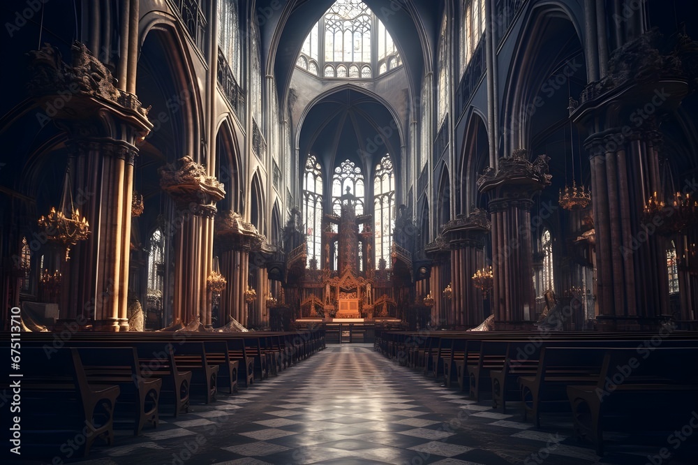 A stunningly intricate, historic cathedral interior.
