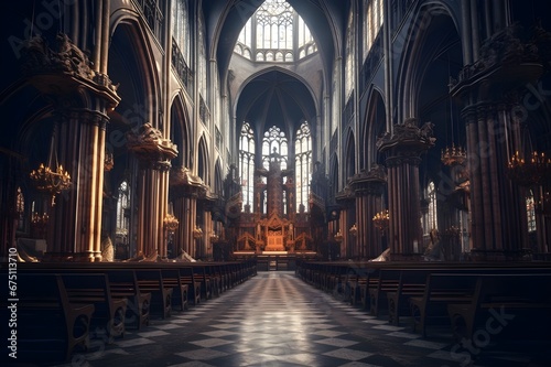 A stunningly intricate  historic cathedral interior. 