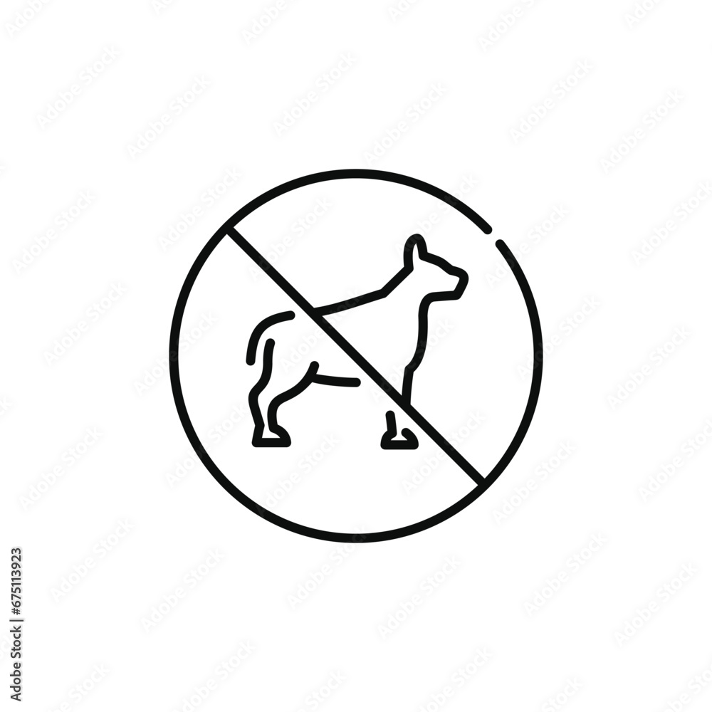 No dogs allowed line icon sign symbol isolated on white background No dogs allowed line icon sign symbol isolated on white background