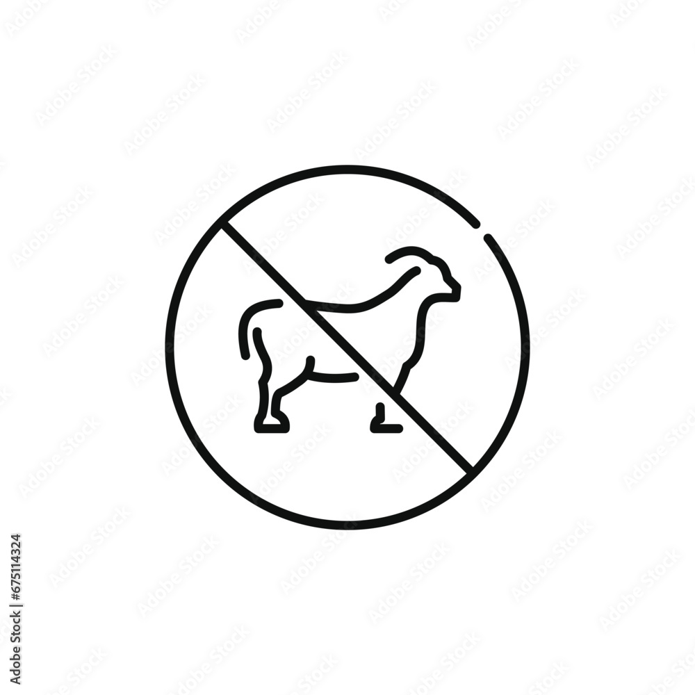 No goat allowed line icon sign symbol isolated on white background No goat allowed line icon sign symbol isolated on white background