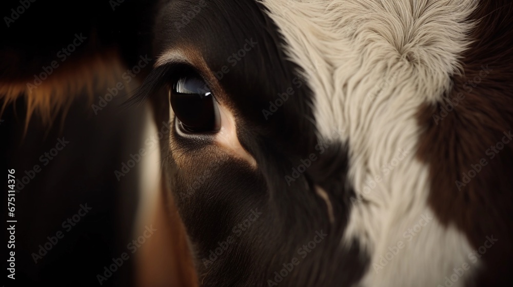 Close up of beautiful eye of a brown cow.
 - obrazy, fototapety, plakaty 