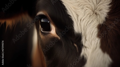 Close up of beautiful eye of a brown cow.
 photo