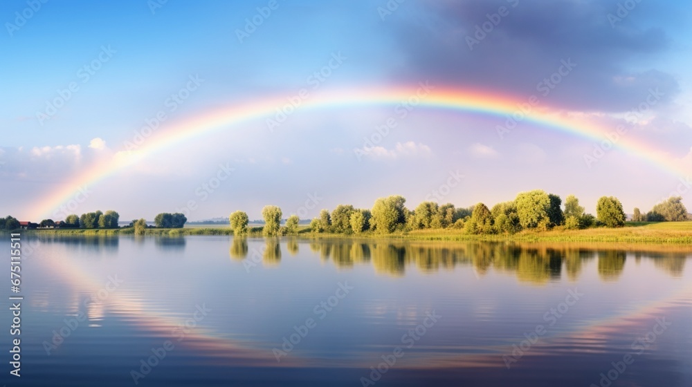 rainbow over the river generated by AI rainbow over the river generated by AI