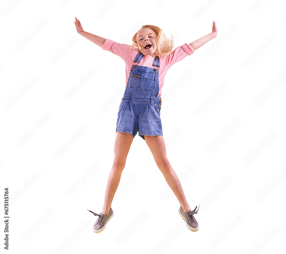 Happy, child and portrait of jump with energy, freedom or excited in transparent, isolated or png background. Girl, smile and leap and bounce with joy or playing with fashion, style or clothes Happy, child and portrait of jump with energy, freedom or excited in transparent, isolated or png background. Girl, smile and leap and bounce with joy or playing with fashion, style or clothes