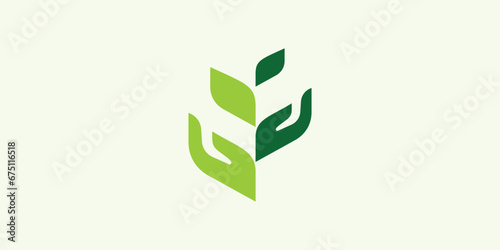 The logo design is a combination of the shape of a hand and a leaf, suitable for a health nutrition logo.