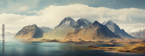 landscape of the mountain range, norway, combines ocean and mountains