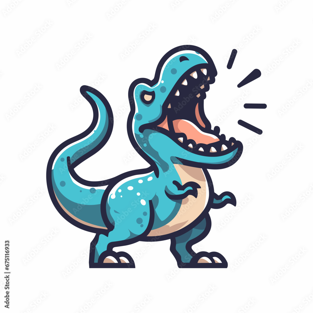 Fototapeta premium Cute T-rex Roar cartoon Illustration