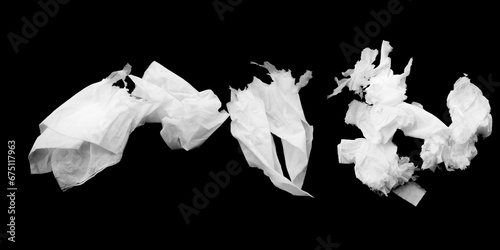 Set white tissues on black background.  photo