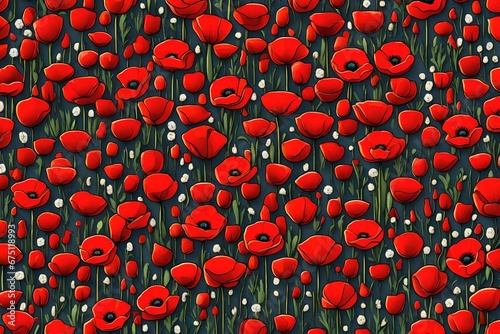 pattern with red poppies