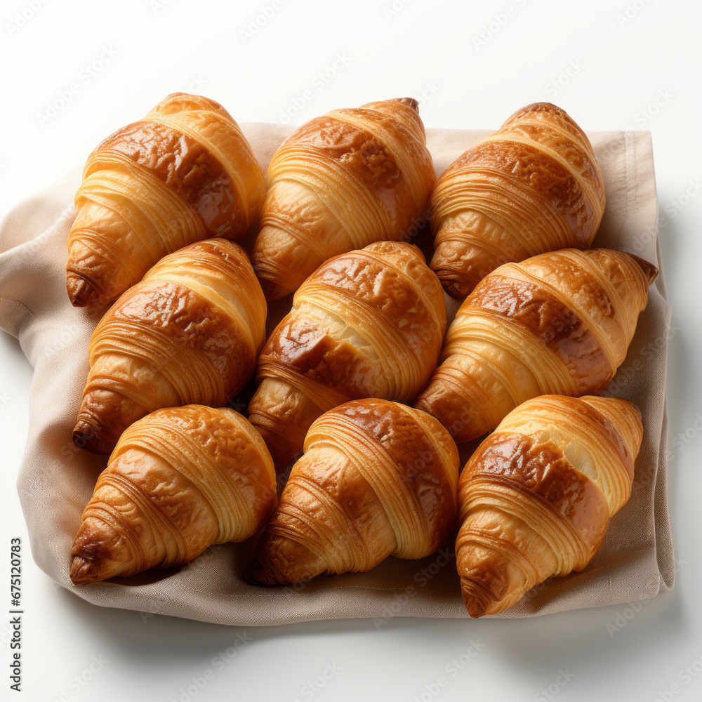 Croissants placed on a white background
