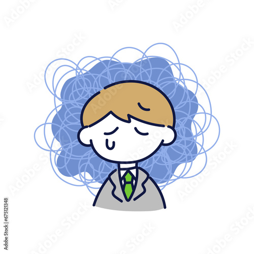 精神的に辛いスーツの男性