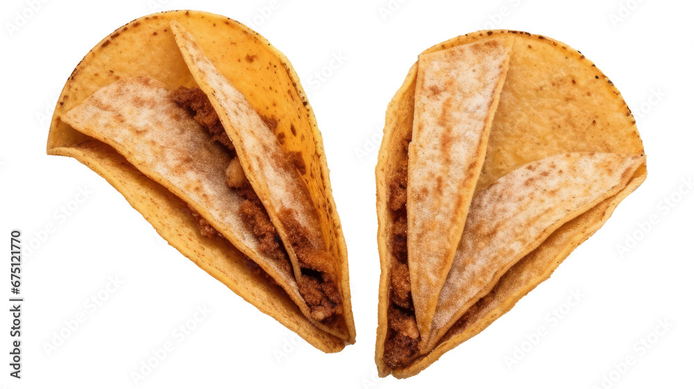 Top view Photo of Mexican tacos: :white solid background