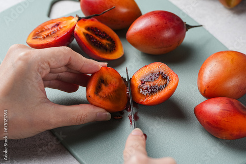 tamarillo fruit (Indonesia : terong belanda). Dutch eggplan photo