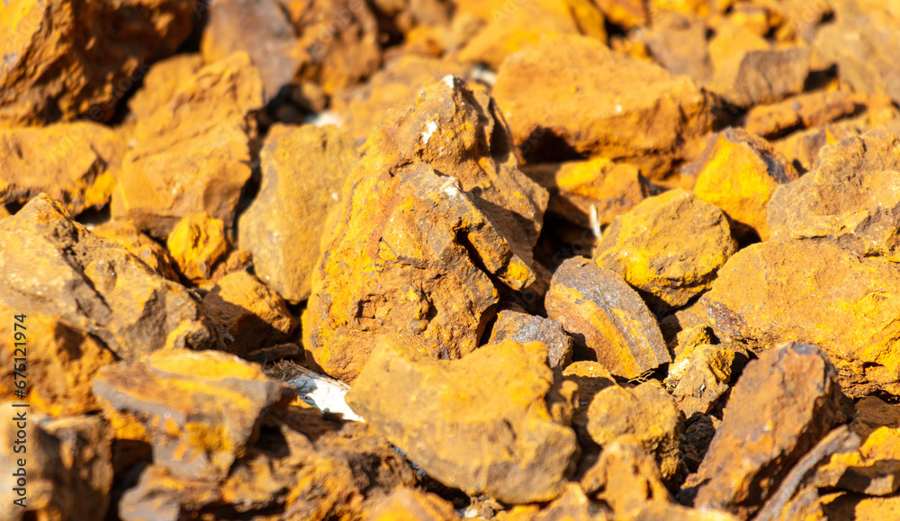 Rocky stones with iron rock as background