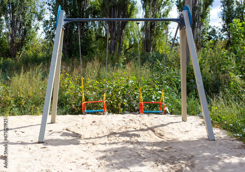 Swings on the playground in the yard