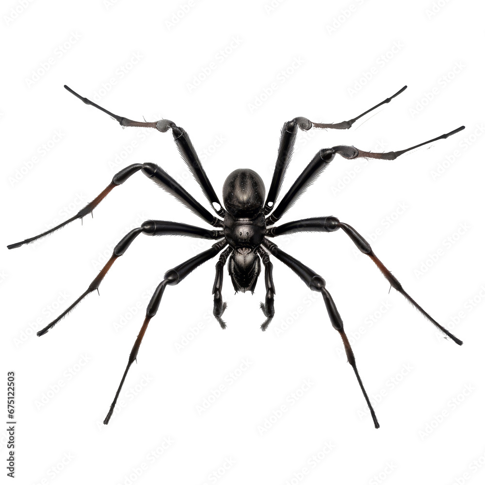 Obraz premium an all-black spider with long legs on an all transparent background generative ai