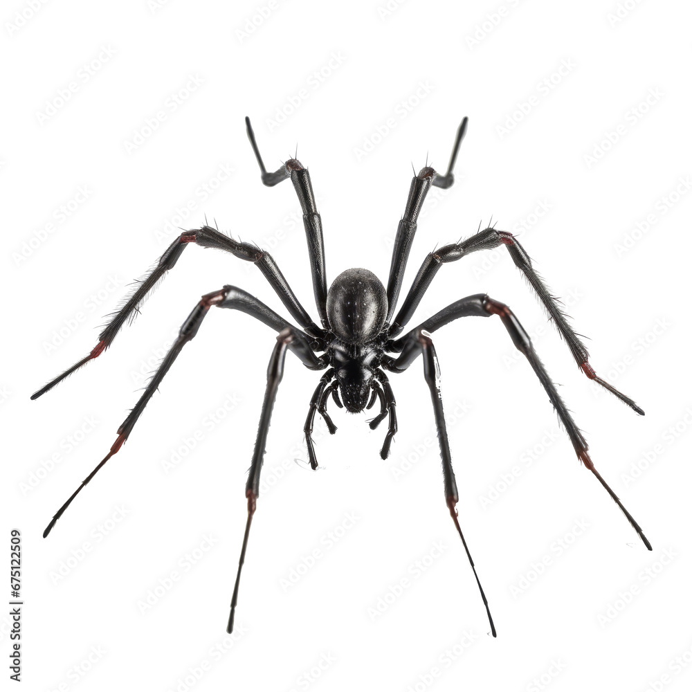 an all-black spider with long legs on an all transparent background generative ai an all-black spider with long legs on an all transparent background generative ai