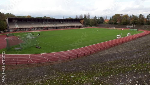 Wide angle view of the Drie Linden stadium (Stade des Trois Tilleuls) in Watermaal-Bosvoorde - Brussels, Belgium photo