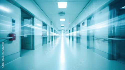 Abstract blur hospital corridor  hospital hall  modern hospital