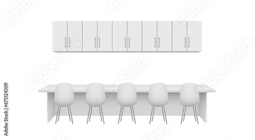 white kitchen cabinet on the white background