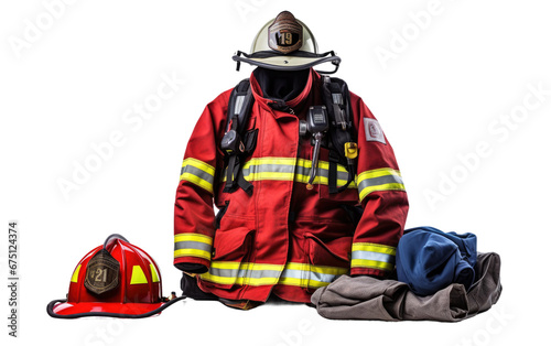 Protective Turnout Gear and Helmet on Transparent Background